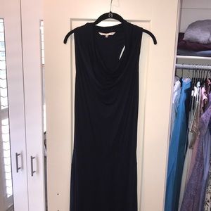 Trina Turk high low navy scoop neck dress